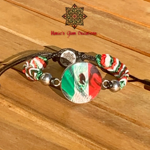 Men Patriot Bracelet-Adjustable Mexico Flag Bracelet- Mexico Flag Colors-Mexican - Picture 3 of 7